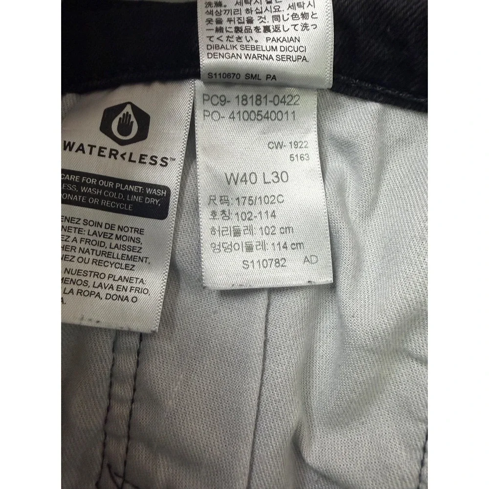 Levi's 541 Athletic Taper Jeans Mens 40x30 Black Stretch 18181-0422 WaterLess